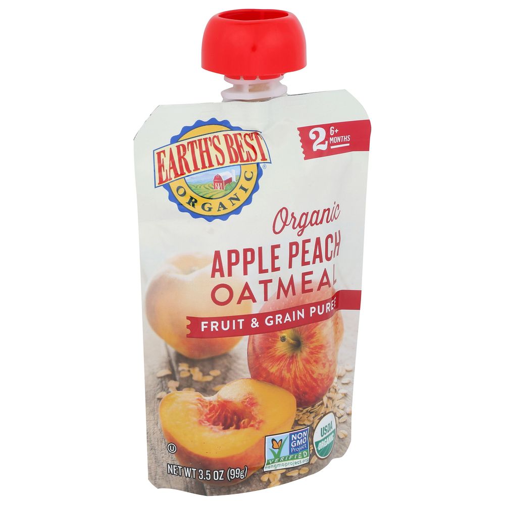 Earth's Best Organic Apple Peach Oatmeal Puree, 3.5 Ounce -- 12 Per Case