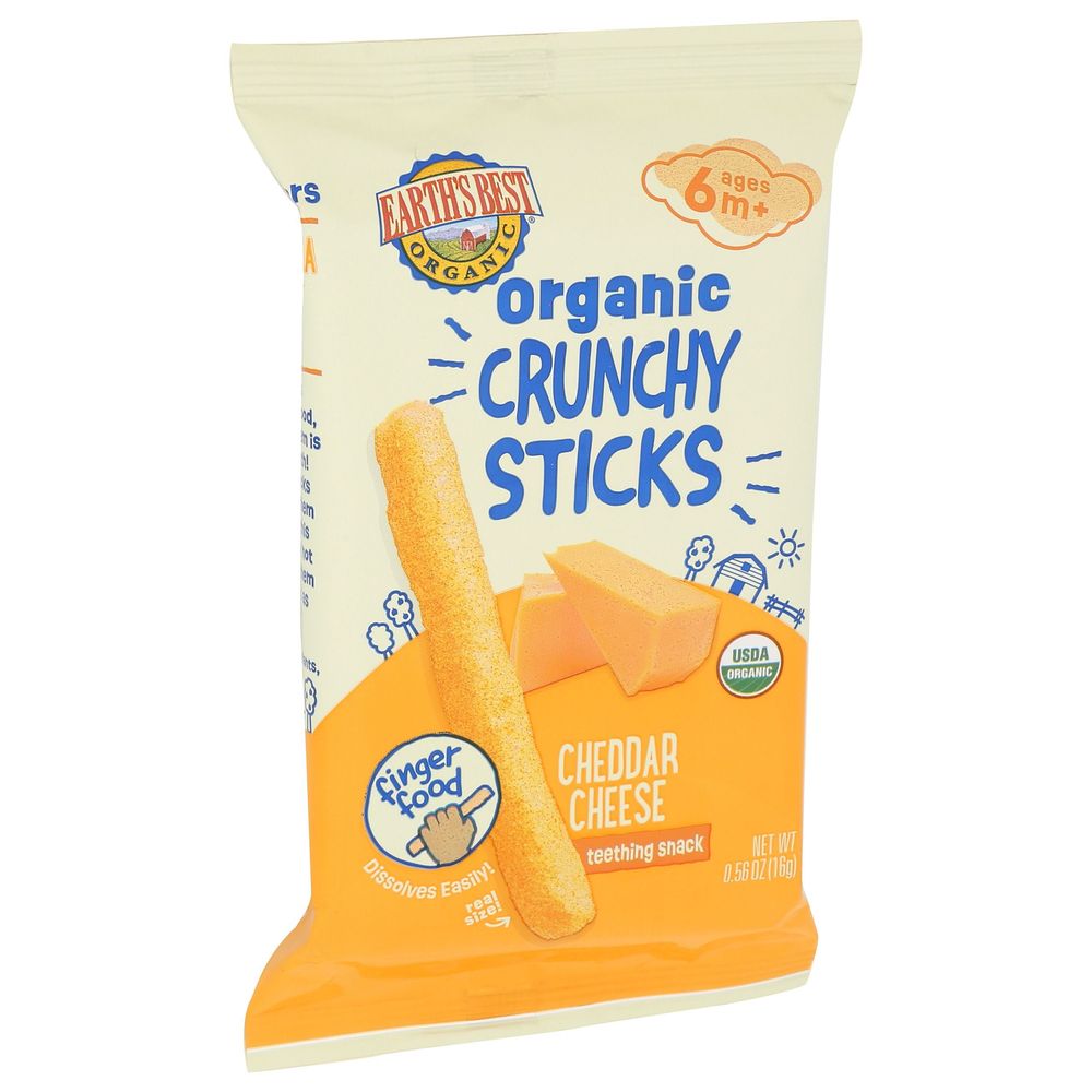 Earth's Best Organic Cheddar Cheese Crunchy Sticks, 0.56 Ounce -- 5 Per Case