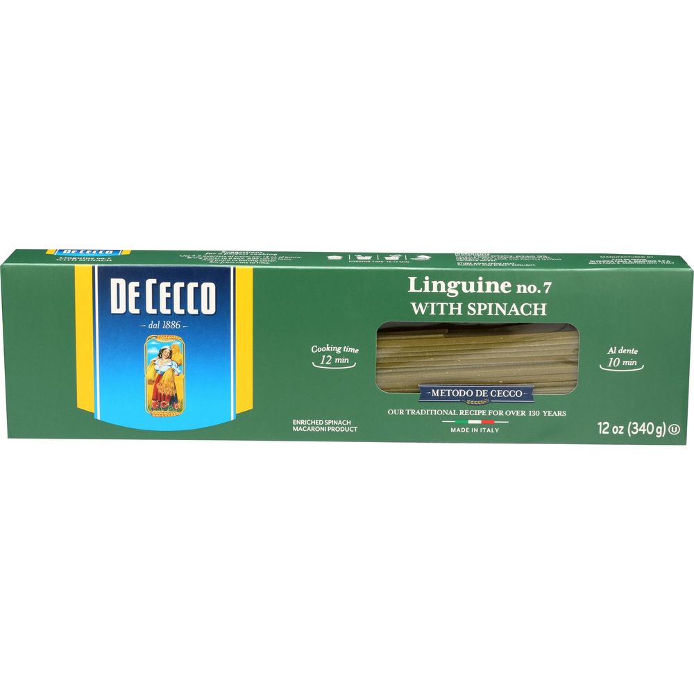 De Cecco No. 7 Linguine Pasta With Spinach, 12 Ounce -- 12 Per Case
