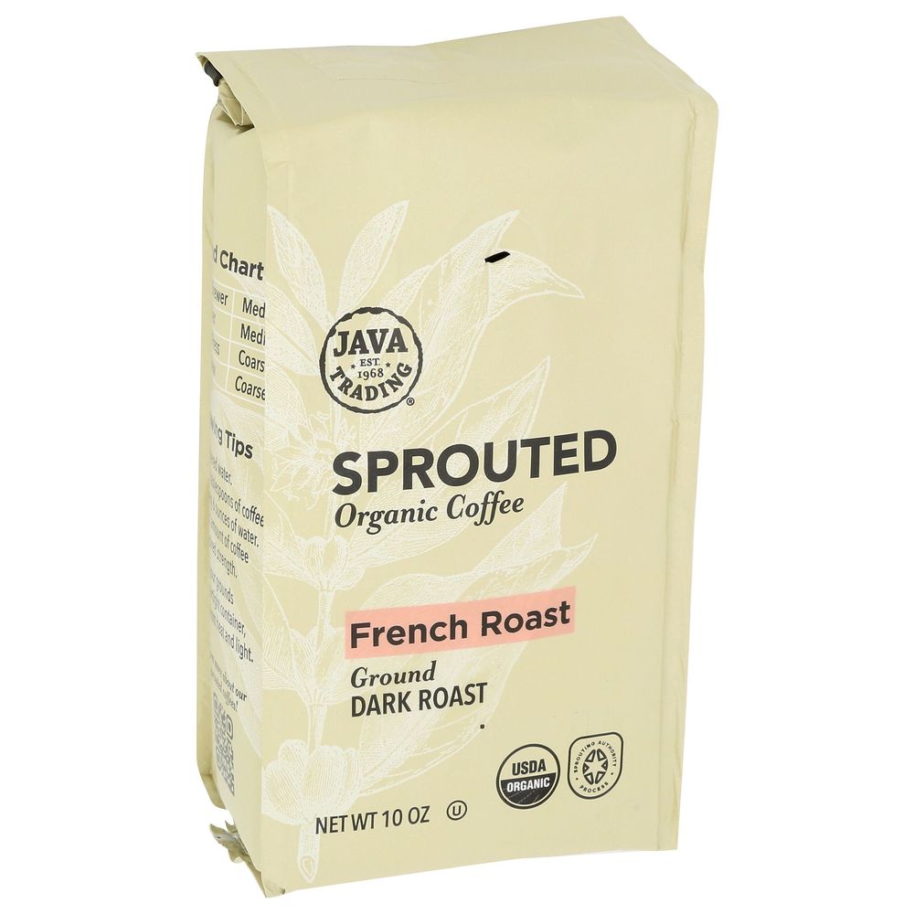 Java Trading Organic Sprouted French Roast Ground Coffee, 10 Ounce -- 6 Per Case