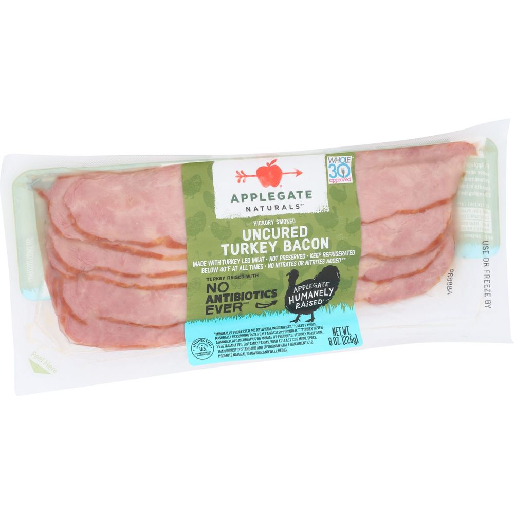 Applegate Naturals Uncured Turkey Bacon, 8 Ounce -- 12 Per Case