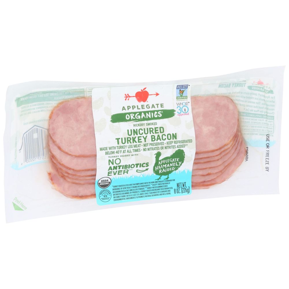 Applegate Organics Turkey Bacon, 8 Ounce -- 12 Per Case