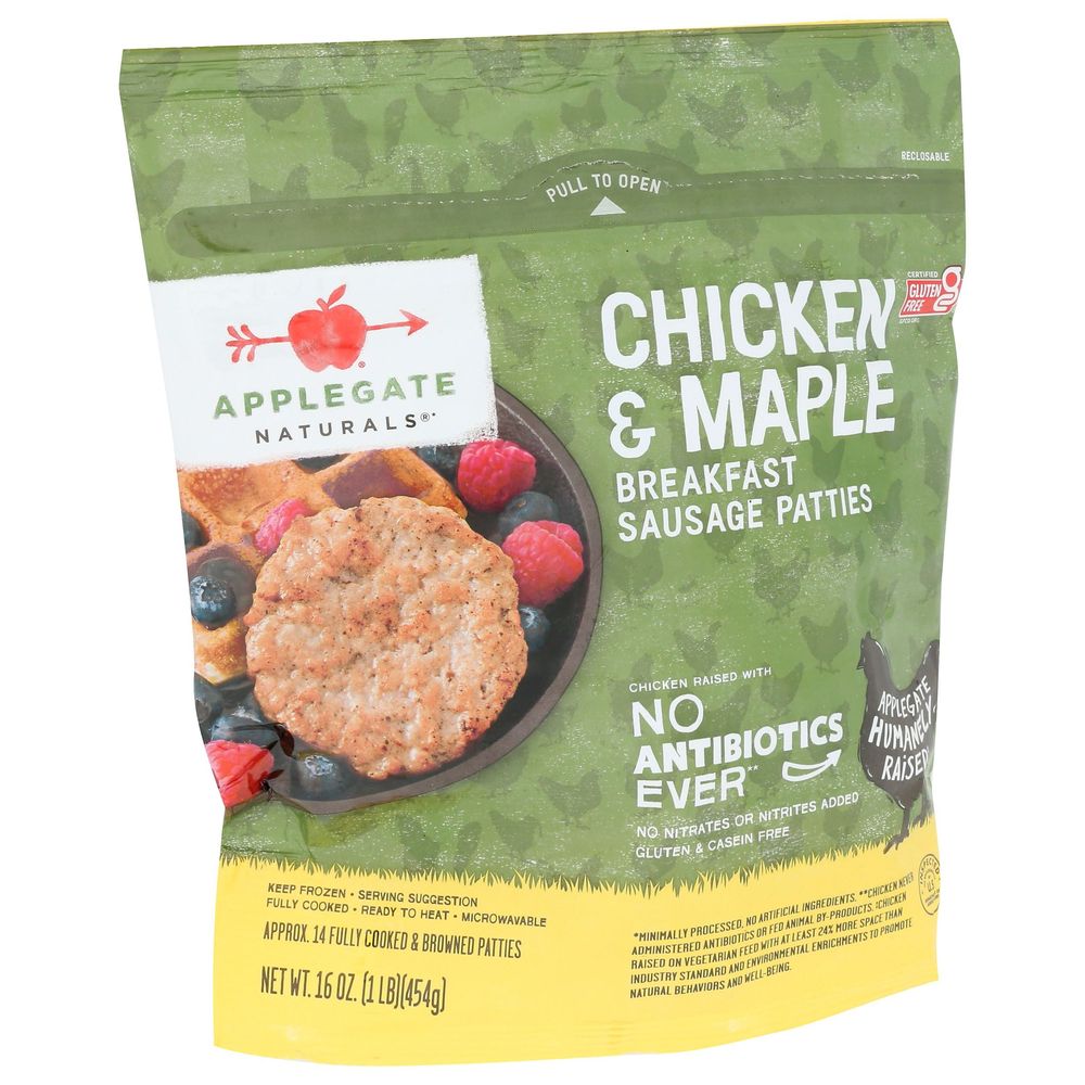Applegate Naturals Chicken And Maple Breakfast Sausage Patties, 16 Ounce -- 6 Per Case
