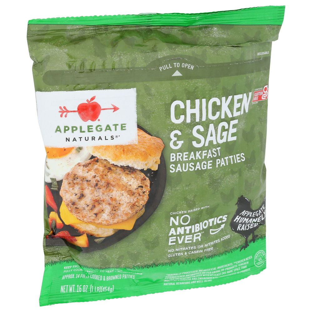 Applegate Naturals Chicken And Sage Breakfast Sausage Patties, 16 Ounce -- 6 Per Case