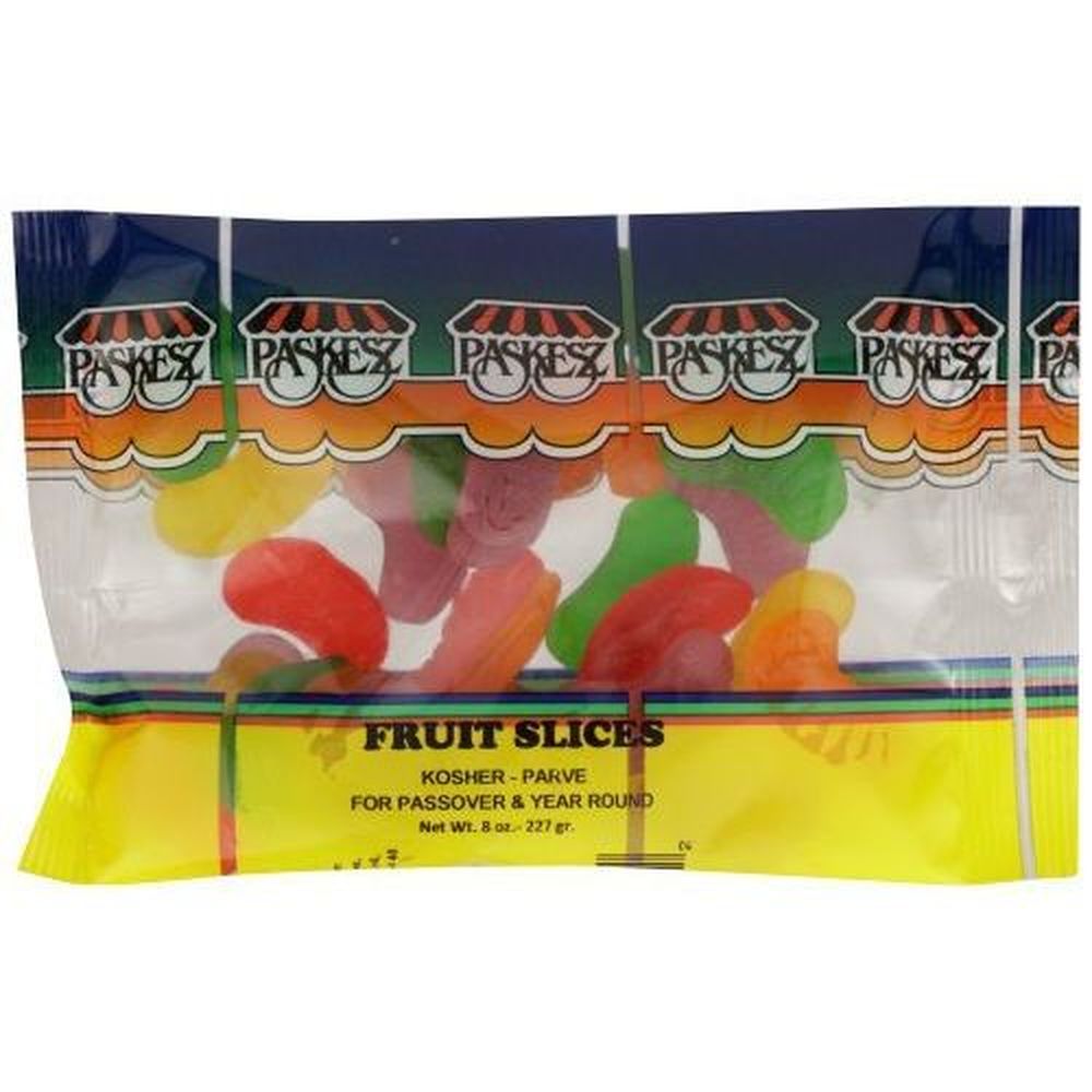 Paskesz Gummy Fruit Slices, 8 Ounce 24 per case