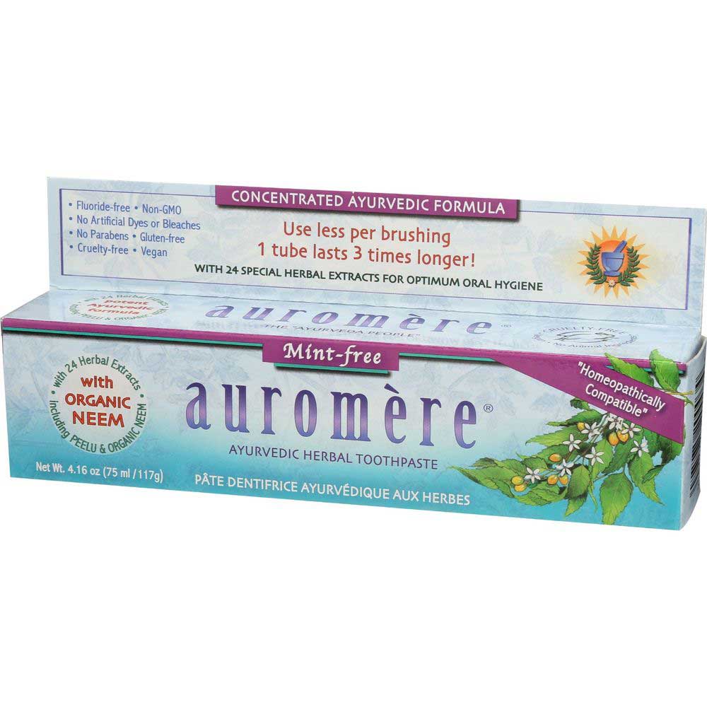Auromere Mint Free Ayurvedic Herbal Toothpaste, 4.16 Ounce