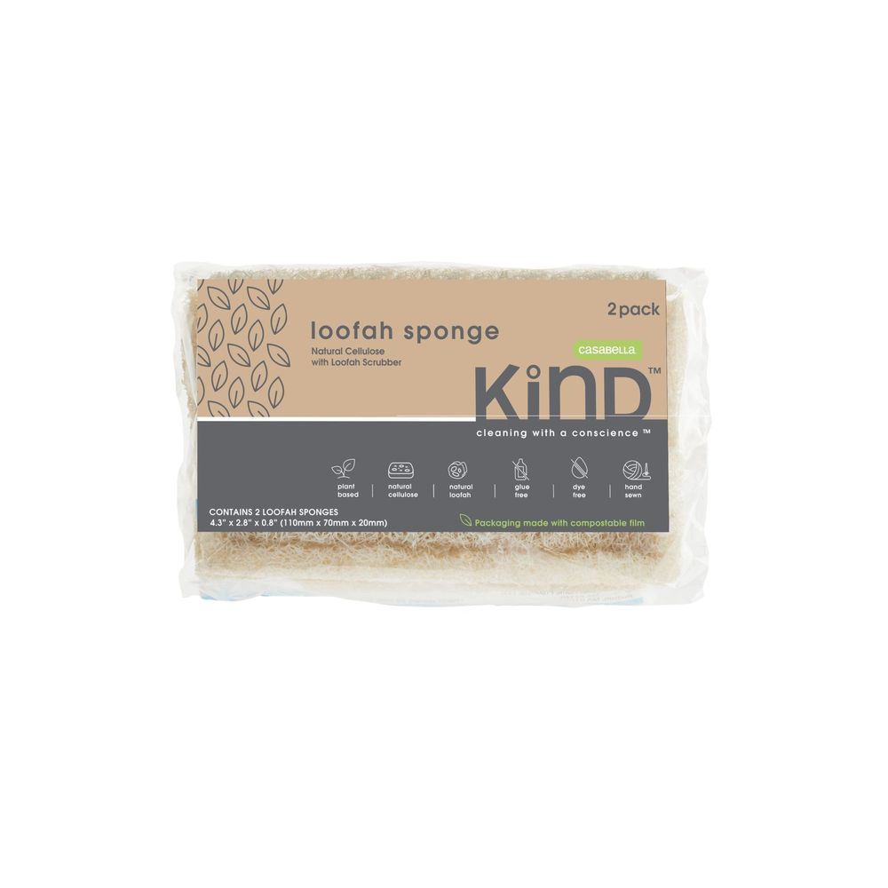 Casabella Kind Plant Based Loofah Sponge, 2 count 12 per case