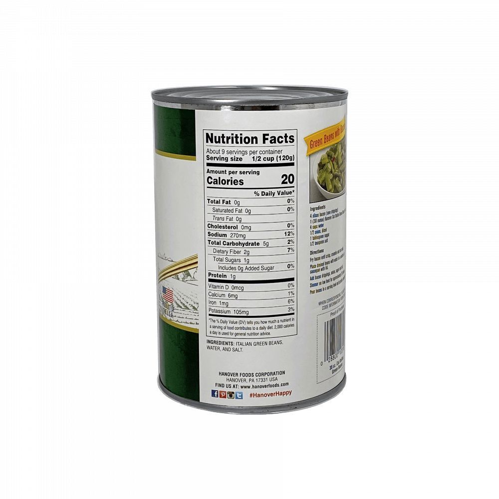 Hanover Cut Italian Green Beans, 38 Ounce -- 12 Per Case