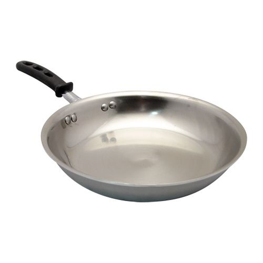 Vollrath 692110 Tribute 18-8 Stainless Steel Natural Finish 3-ply Fry Pan With Silicone Handle, 10 Inch