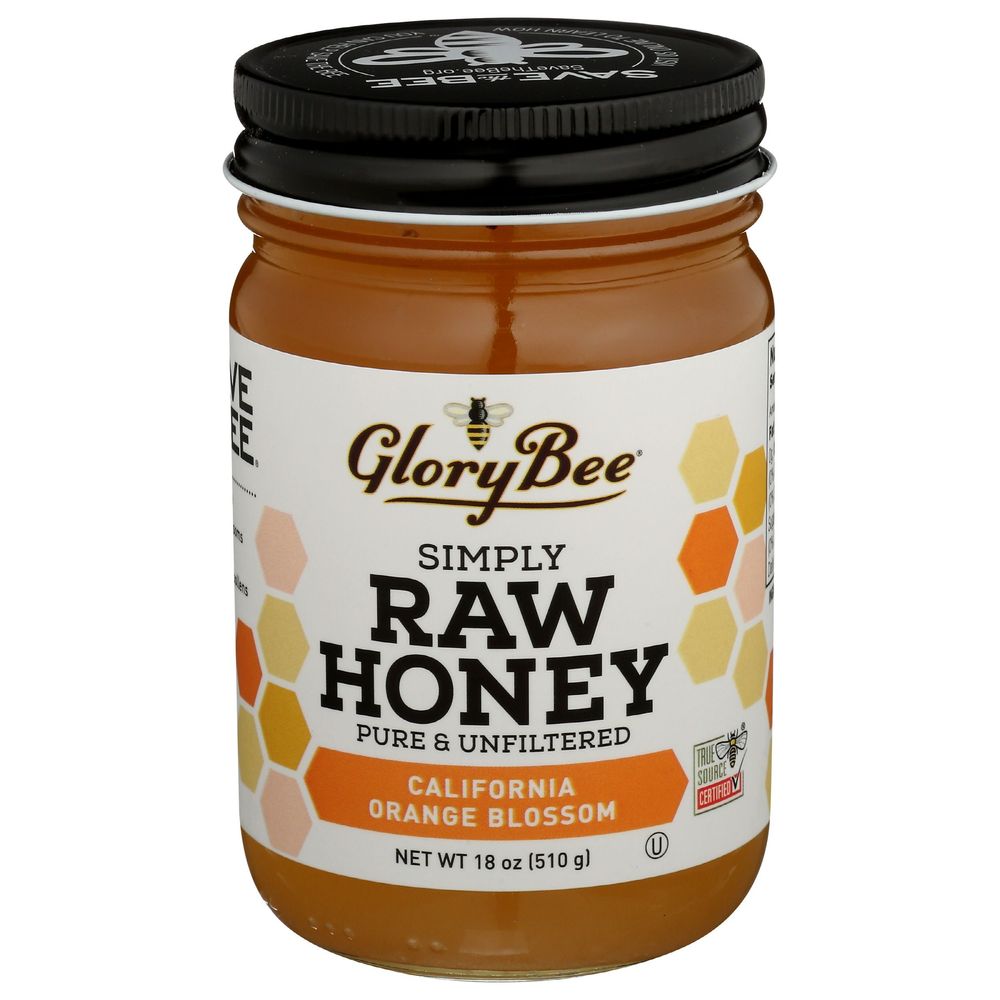 Glorybee California Orange Blossom Simply Raw Honey, 18 Ounce 6 per case