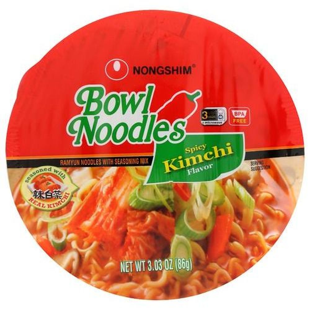 Nongshim Spicy Kimchi Flavor Bowl Noodle Soup, 3.03 Ounce -- 12 Per Case