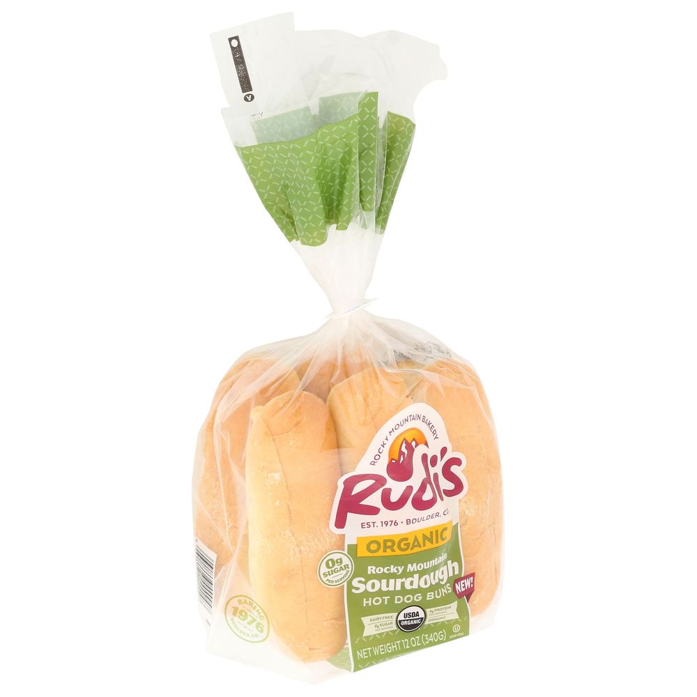 Rudis Rocky Mountain Bakery Organic Sourdough Hotdog Bun, 12 Ounce -- 8 Per Case