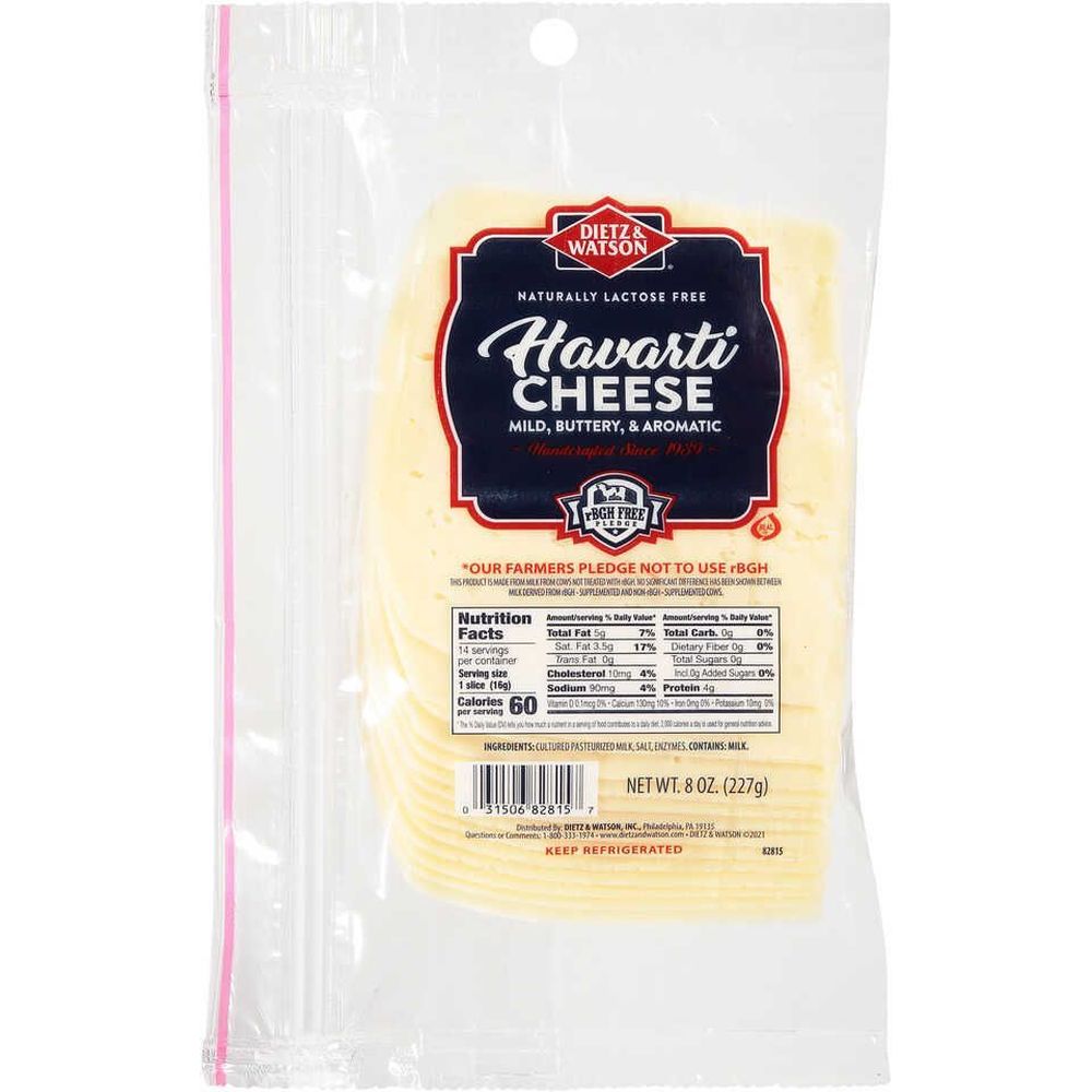Dietz And Watson Havarti Cheese, 8 Ounce -- 12 Per Case