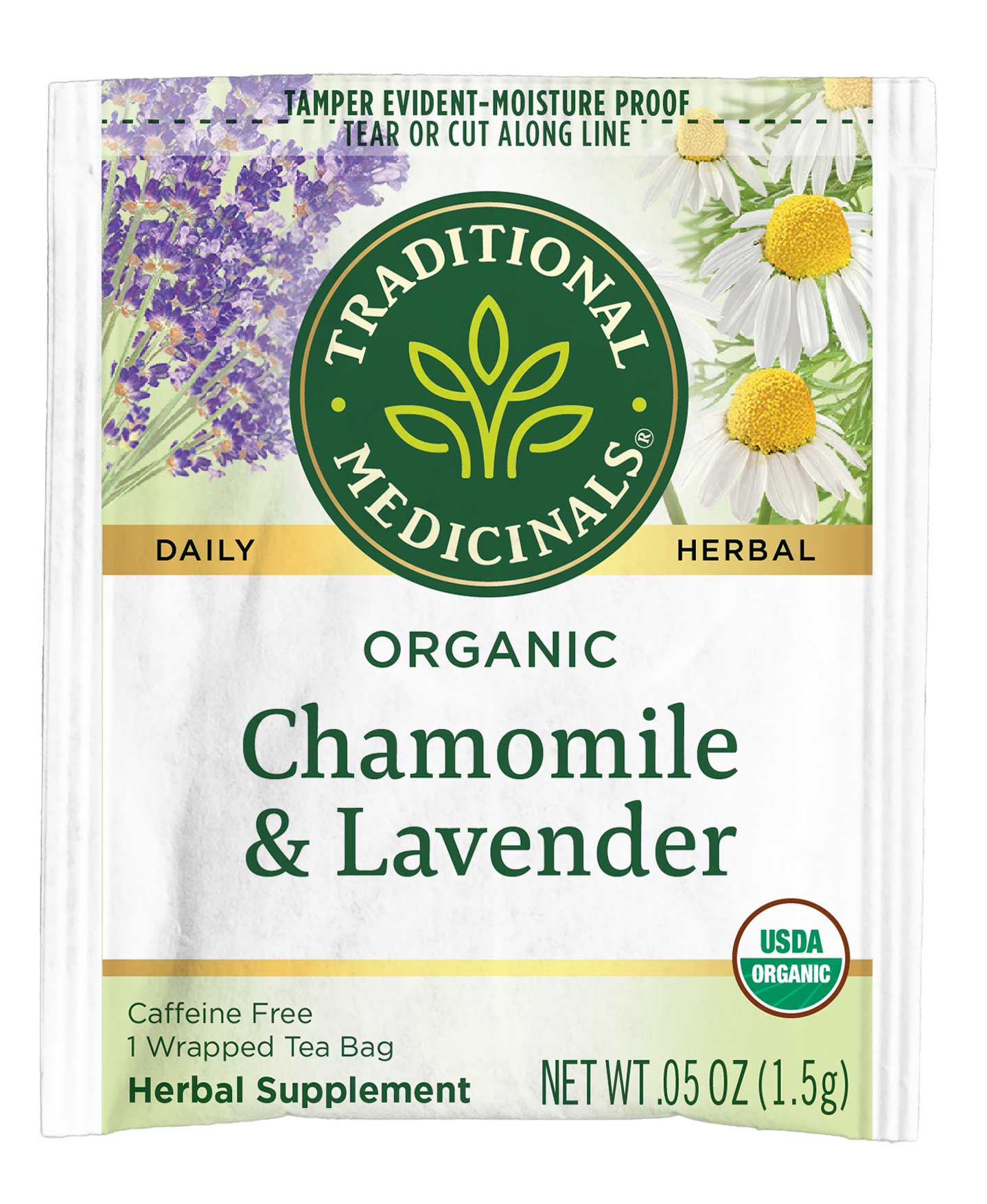 Traditional Medicinals Chamomile With Lavender Herbal Tea, 16 Tea Bags Count -- 6 Per Case
