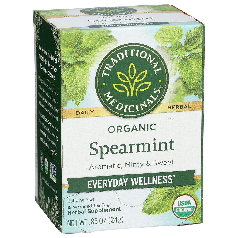 Traditional Medicinals Organic Spearmint Herbal Tea, 16 Tea Bags -- 6 Per Case