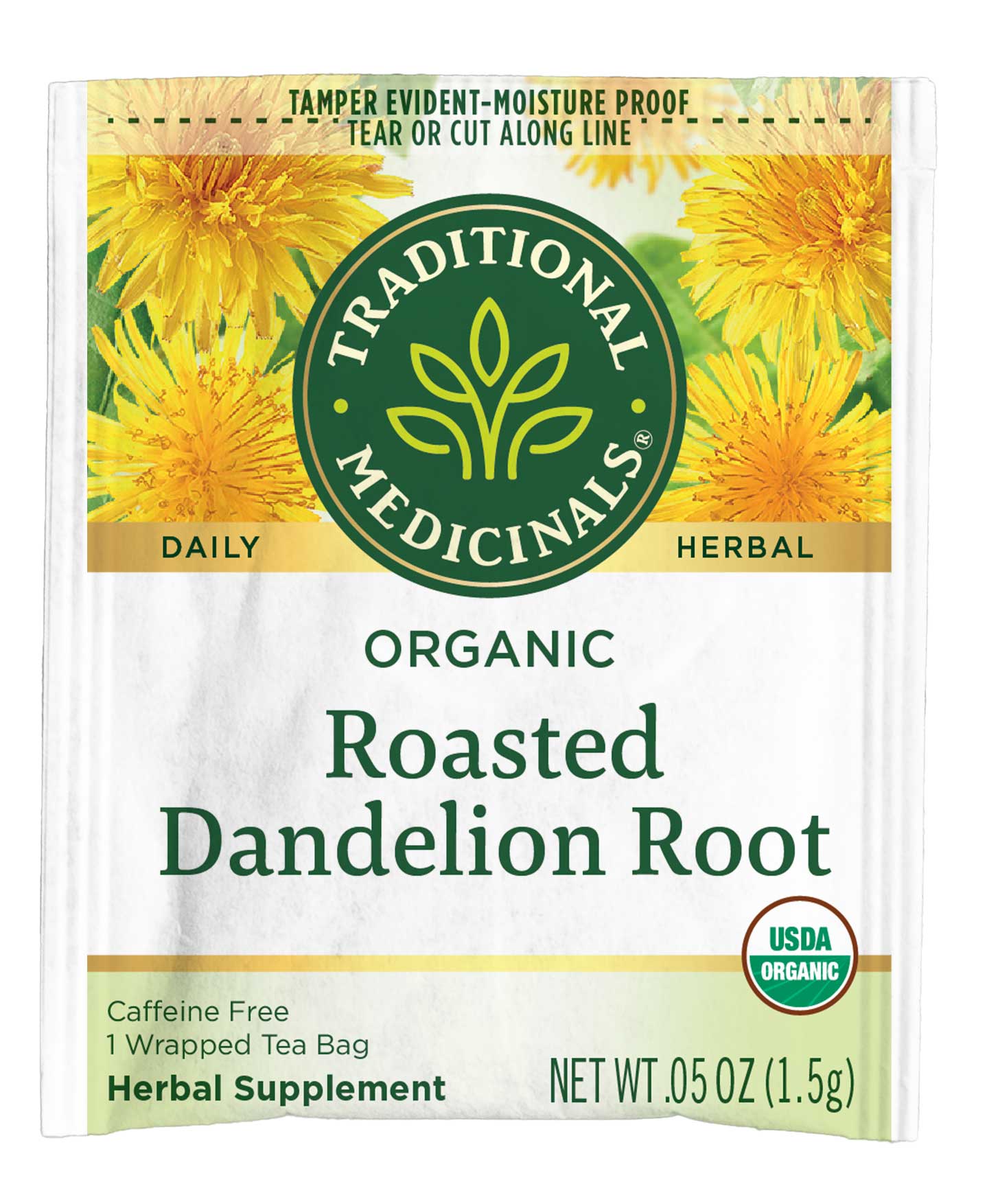 Traditional Medicinals Roasted Dandelion Root Bagged Tea, 16 Tea Bags Count -- 6 Per Case