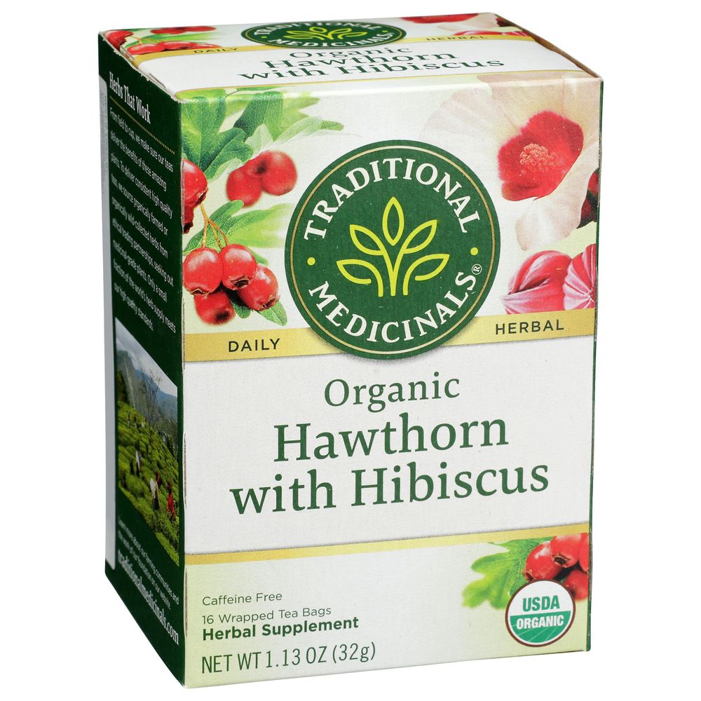 Traditional Medicinals Organic Hawthorn With Hibiscus Herbal Tea, 16 Tea Bags -- 6 Per Case