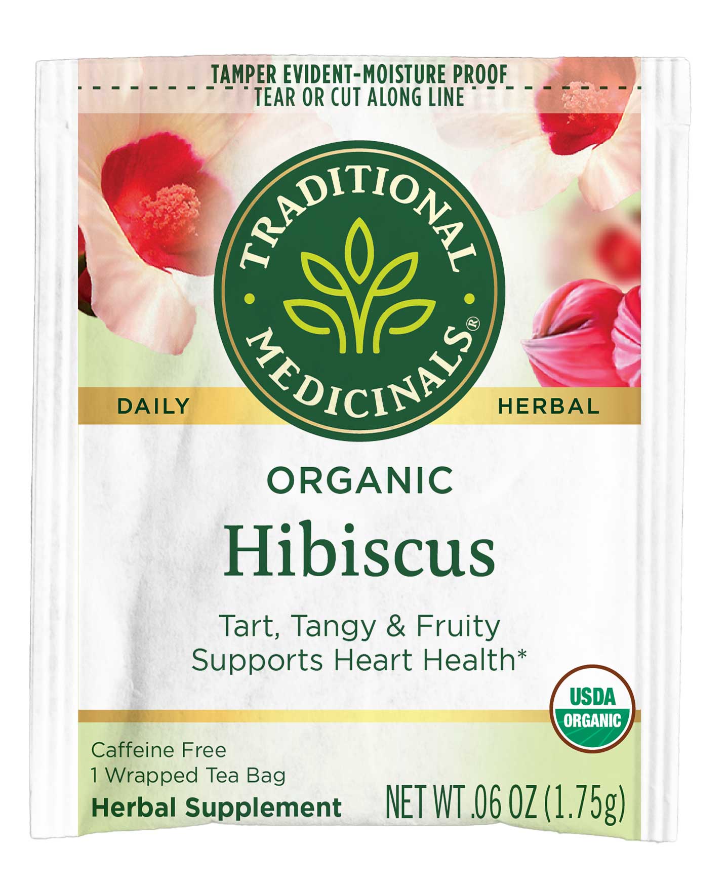 Traditional Medicinals Organic Hibiscus Herbal Tea, 16 Bags Count -- 6 Per Case