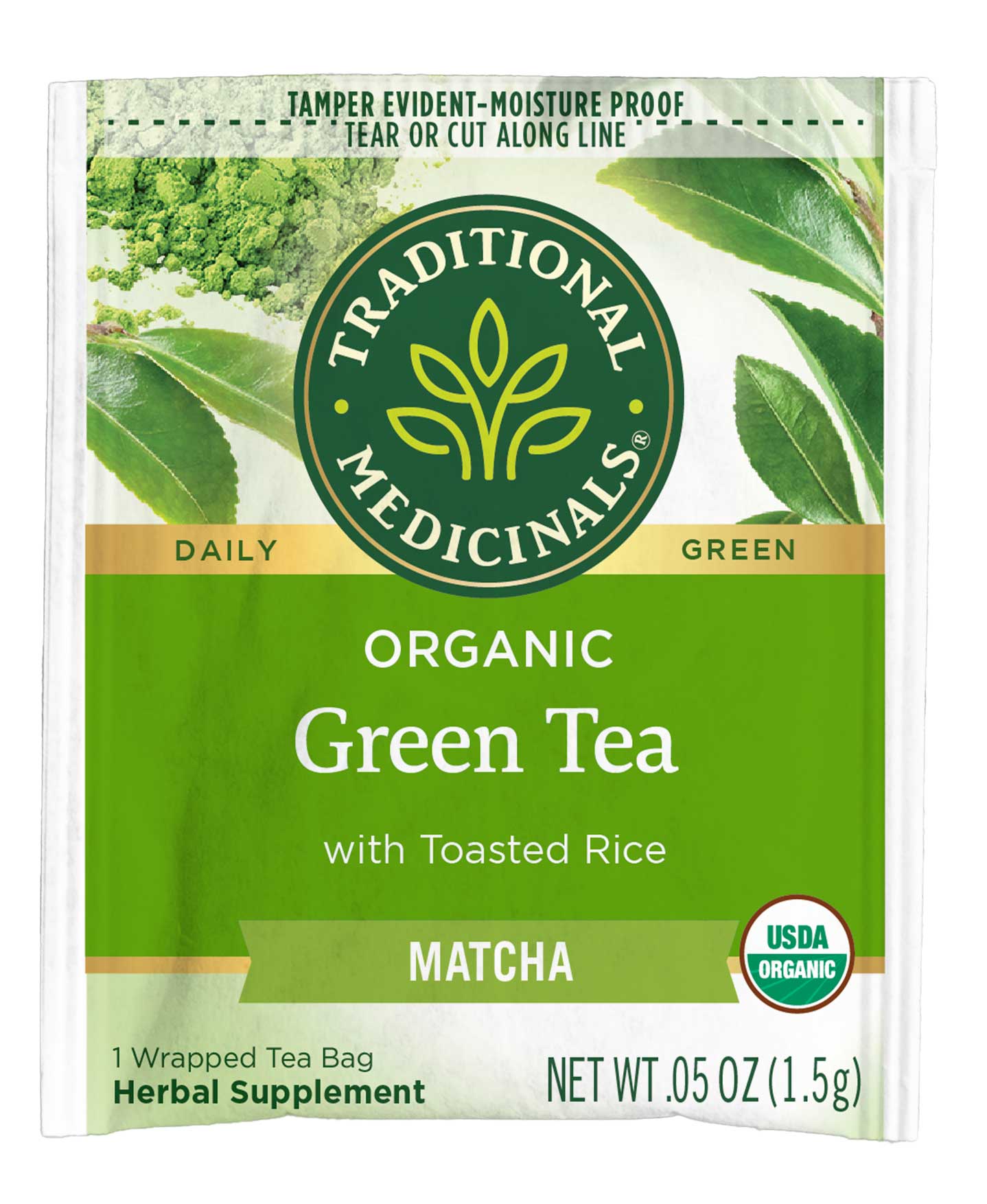 Traditional Medicinals Organic Matcha Green Tea With Toasted Rice, 16 Tea Bags Count -- 6 Per Case