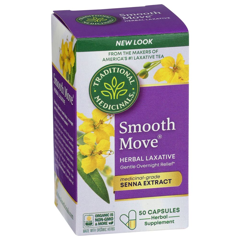 Traditional Medicinals Smooth Move Senna Herbal Laxative Capsules, 50 Count