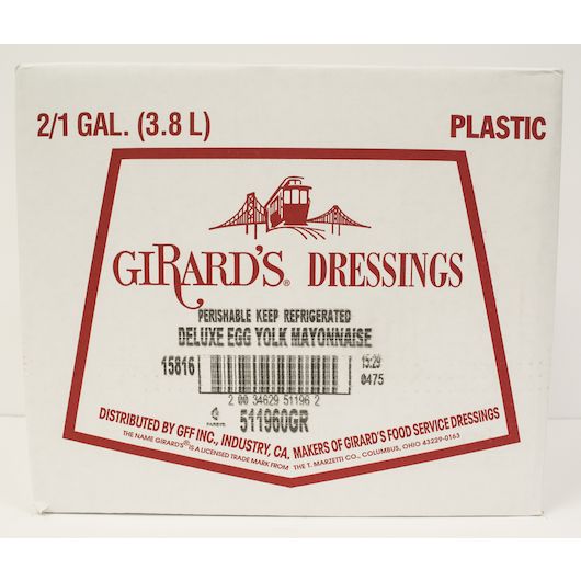 Girards Dressing Extra Heavy Deluxe Egg Yolk Mayonnaise, 1 Gallon -- 2 per case.
