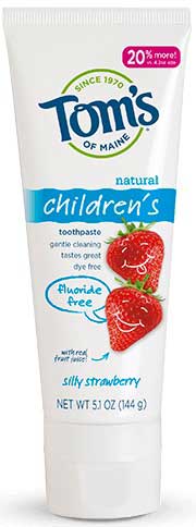 Tom's Of Maine Silly Strawberry Childrens Anticavity Fluoride Free Toothpaste, 5.1 Ounce -- 6 Per Case