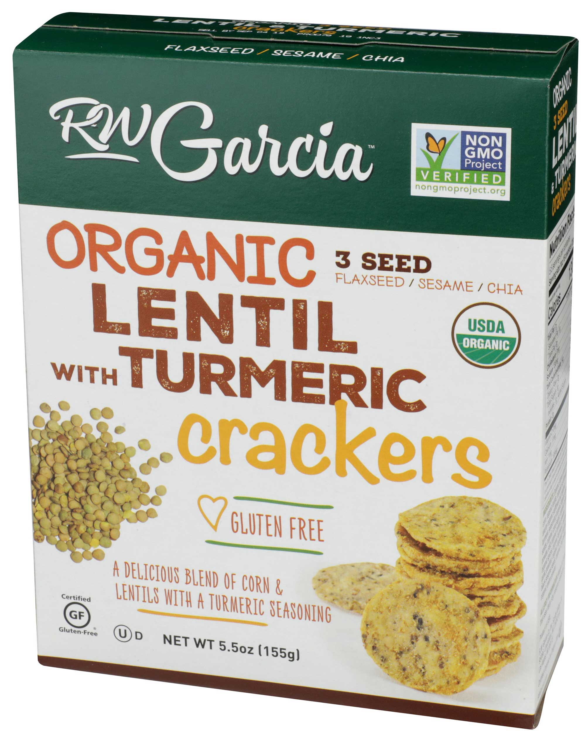 Rw Garcia Organic Lentil With Turmeric Cracker, 5.5 Ounce -- 6 Per Case