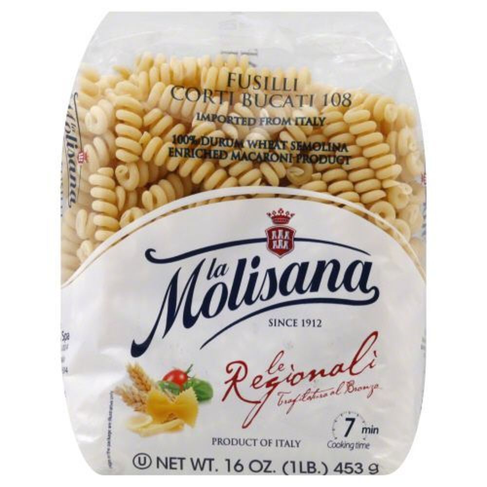 La Molisana Number 108 Fusilli Corti Bucati Pasta, 16 Ounce -- 12 Per Case