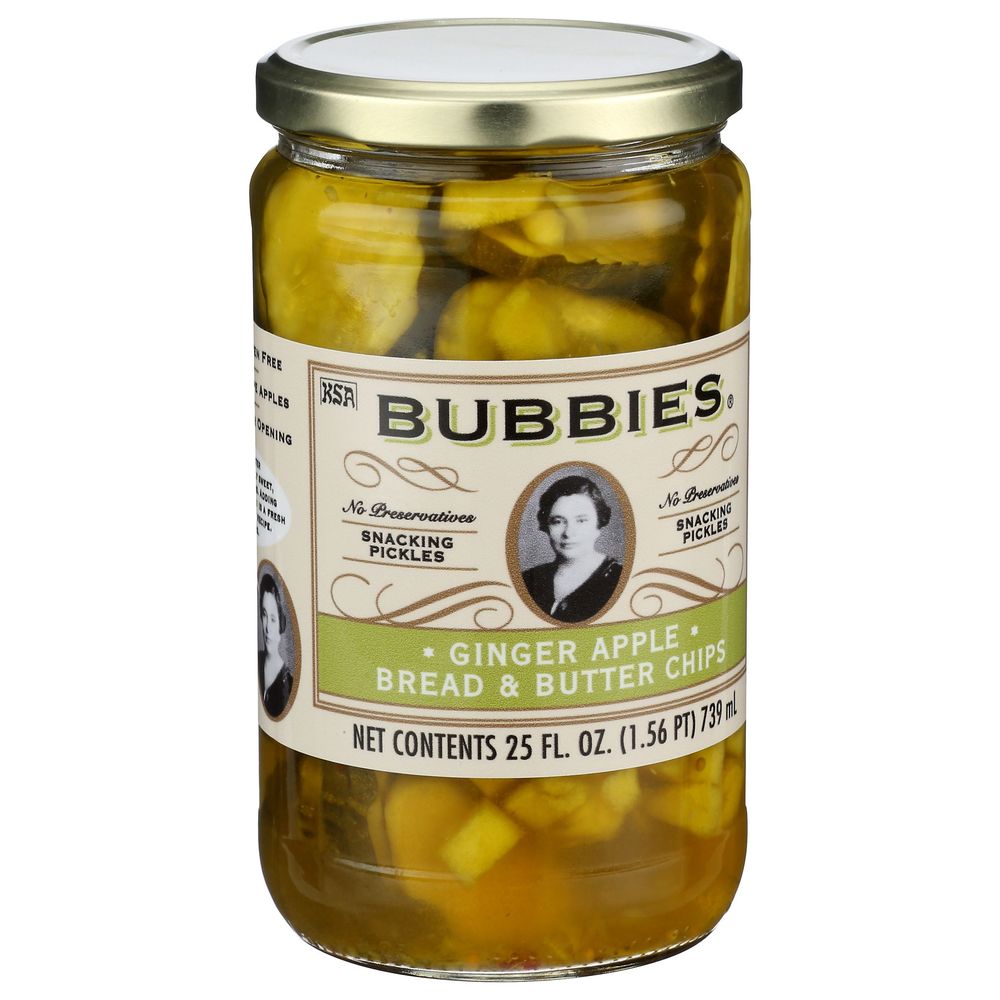 Bubbies Ginger Apple Bread And Butter Chips, 25 Fluid Ounce -- 6 Per Case