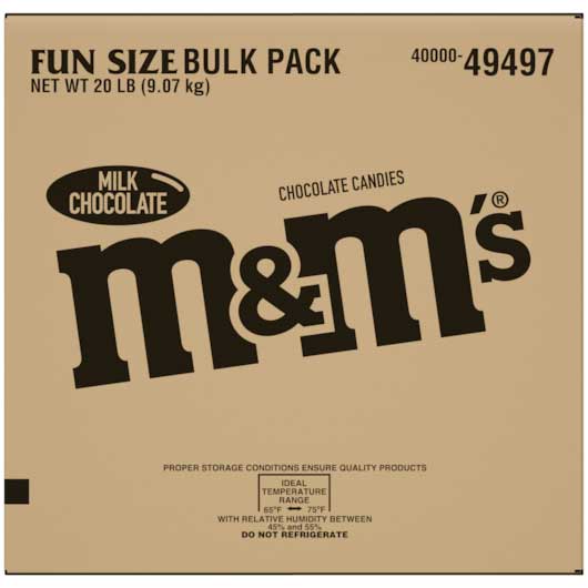 Bulk M&M Fun Size Choc 20Lb