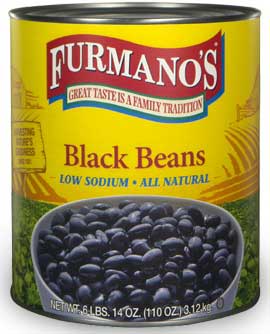 Furmano's Low Sodium All Natural Black Beans In Brine, 110 Ounce -- 6 Per Case