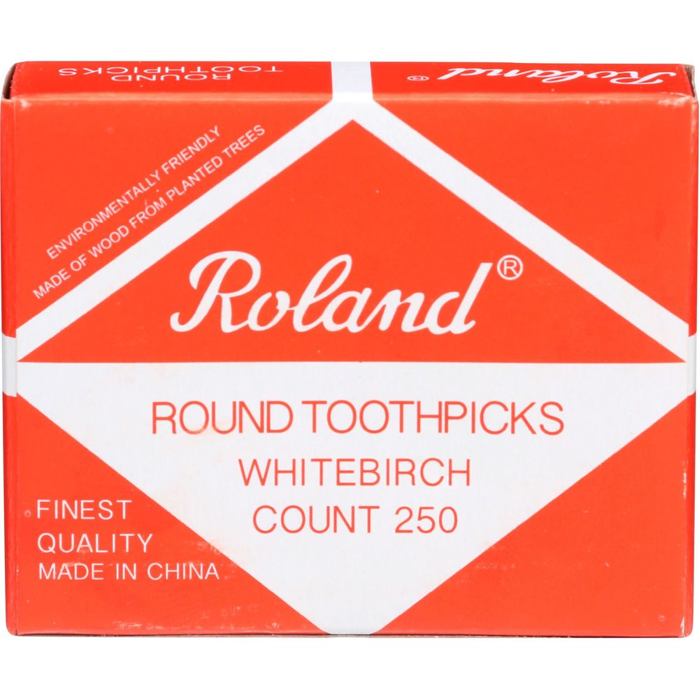 Roland Round Whitebirch Toothpicks, 250 Count -- 48 Per Case