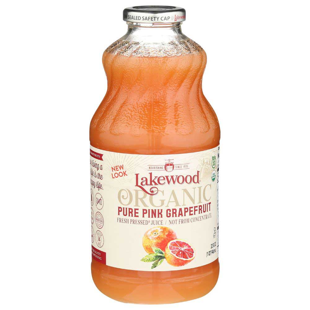 Lakewood Organic Pure Pink Grapefruit Juice, 32 Fluid Ounce -- 6 Per Case
