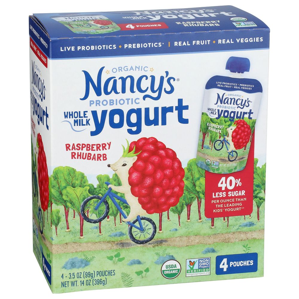 Nancys Organic Raspberry Rhubarb Probiotic Yogurt, 14 Ounce -- 6 Per Case.