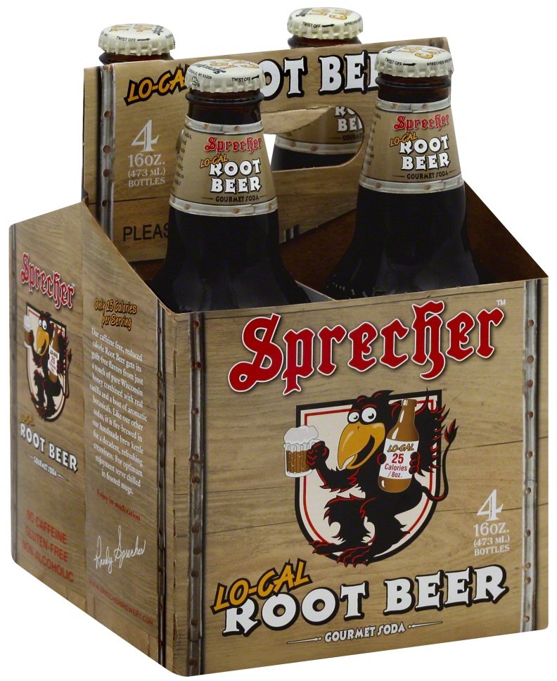 Sprecher Low Calorie Root Beer Soda, 4 Count -- 6 Per Case