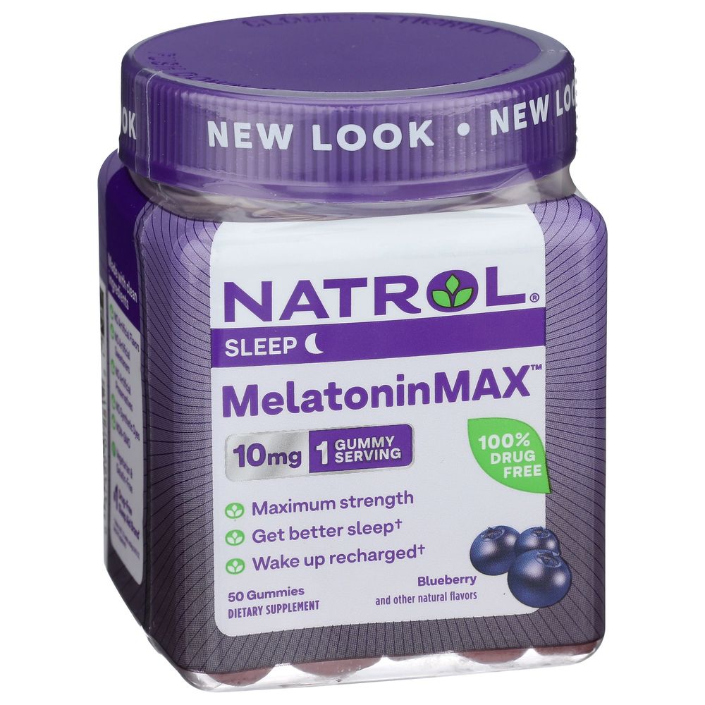 Natrol MelatoninMax Sleep Support Maximum Strength Blueberry Gummies, 50 count