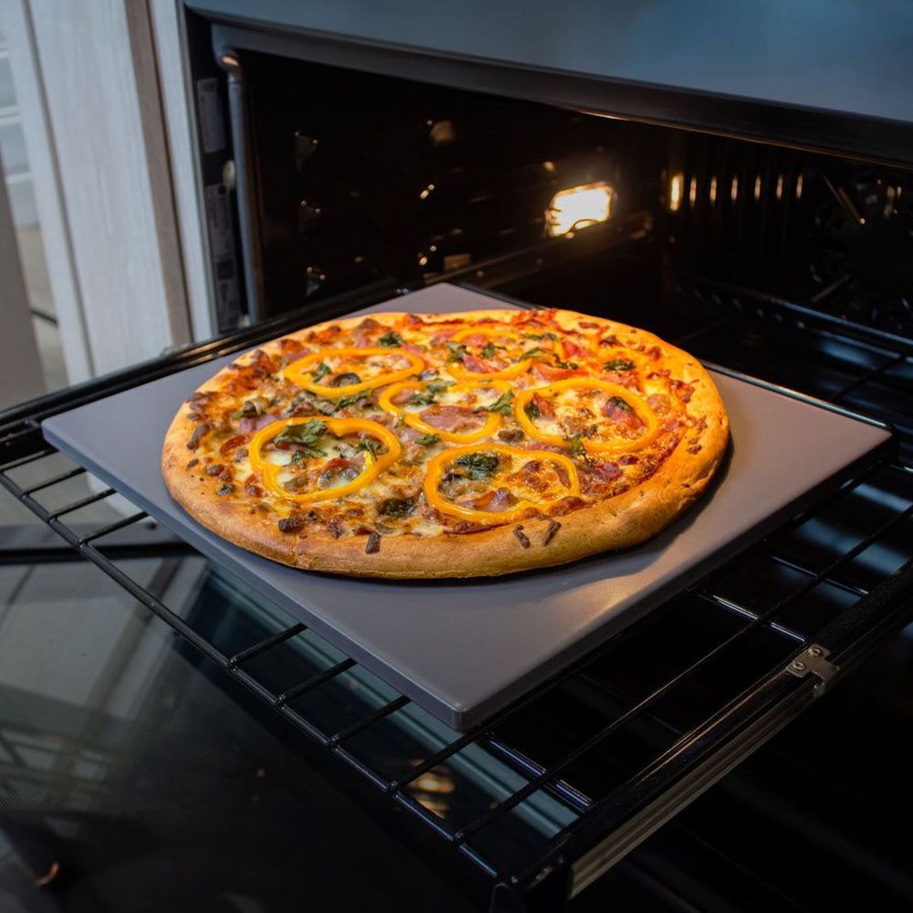 Old Stone Pizza Kitchen Piedra Para Pizza Rectangular Esmaltada Gris, 14 X 16 Pulgadas