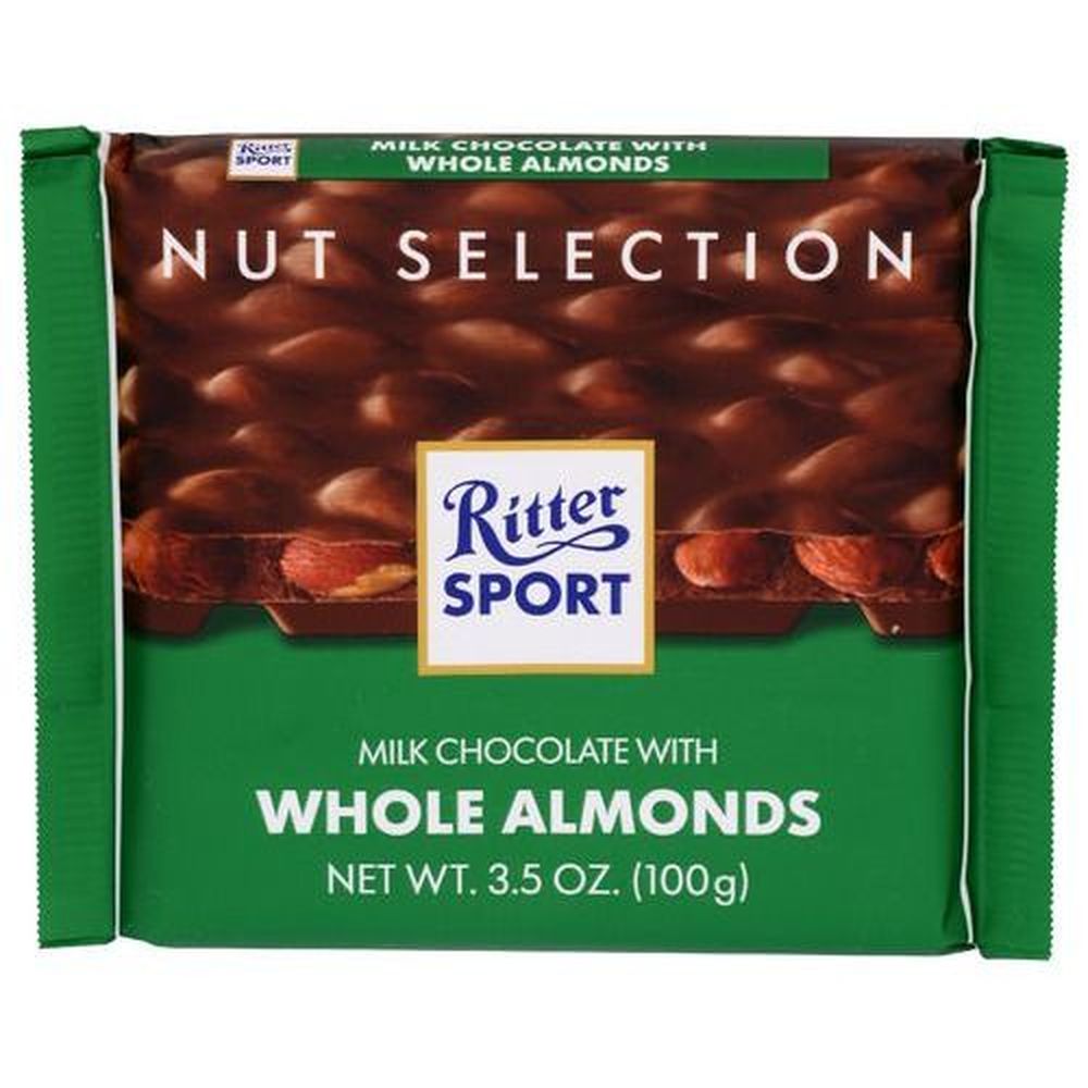Ritter Sport Milk Chocolate With Whole Almonds, 3.5 Ounce -- 11 Per Case