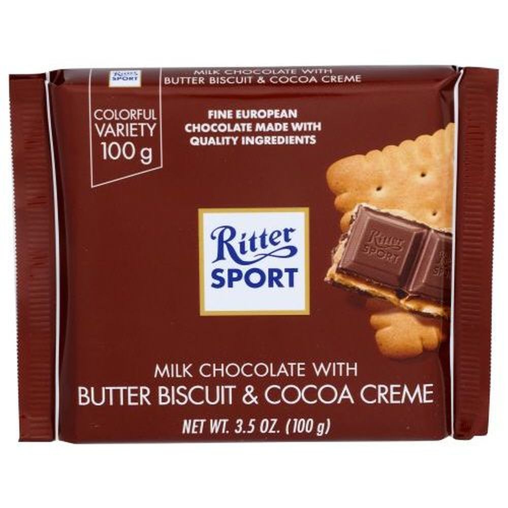 Ritter Sport Milk Chocolate With Butter Biscuit And Cocoa Creme, 3.5 Ounce -- 11 Per Case