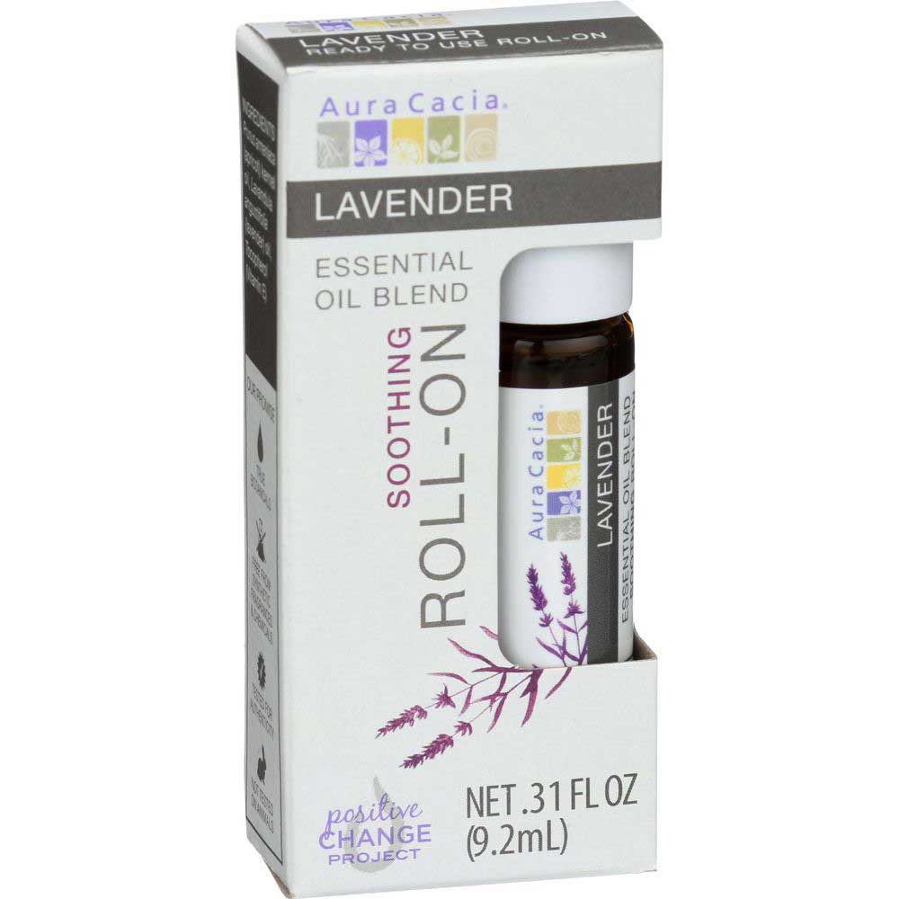 Aura Cacia Lavender Soothing Essential Oil Blend Roll On, 0.31 Fluid Ounce -- 4 Per Case
