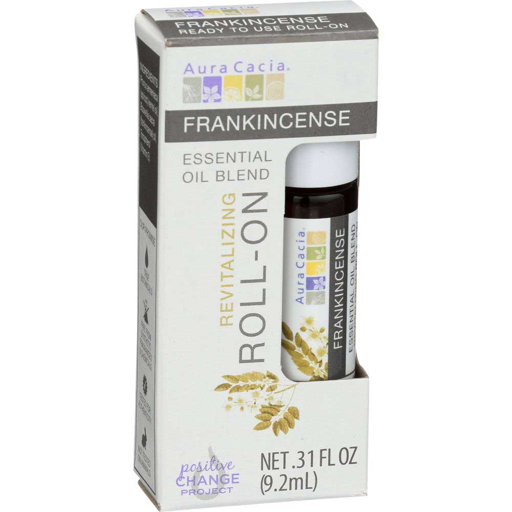Aura Cacia Frankincense Revitalizing Essential Oil Blend Roll On, 0.31 Fluid Ounce -- 4 Per Case