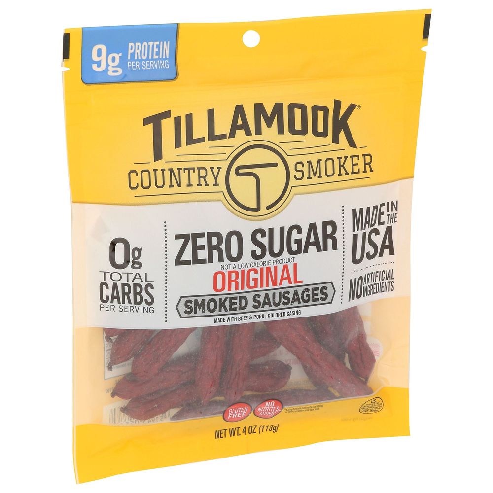 Tillamook Country Smoker Zero Sugar Original Smoked Sausage, 4 Ounce -- 12 Per Case