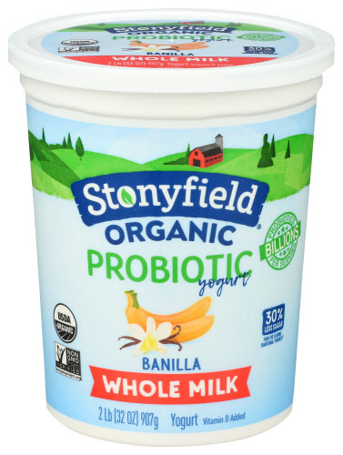 Stonyfield Organic Probiotic Banilla Whole Milk Yogurt, 32 Ounce -- 6 Per Case