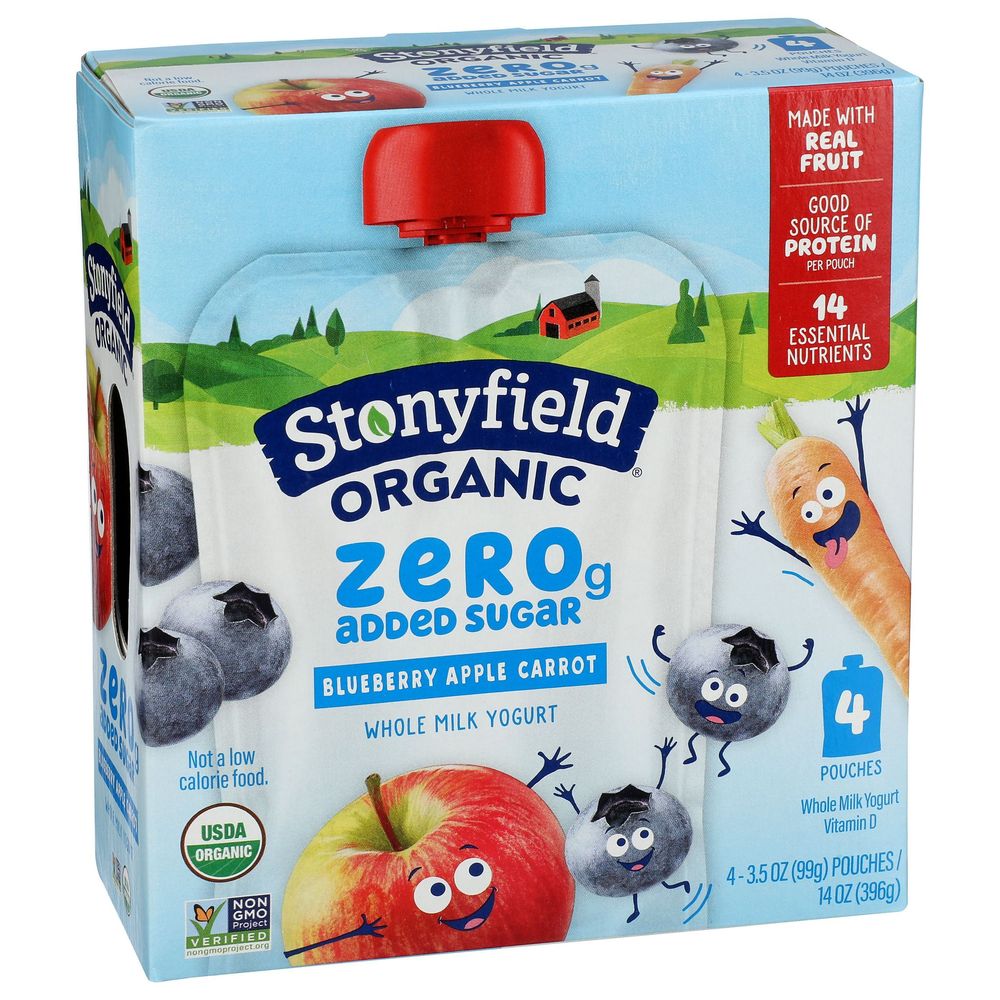 Stonyfield Organic Apple Blueberry Carrot Whole Milk Yogurt, 3.5 Ounce -- 24 Per Case