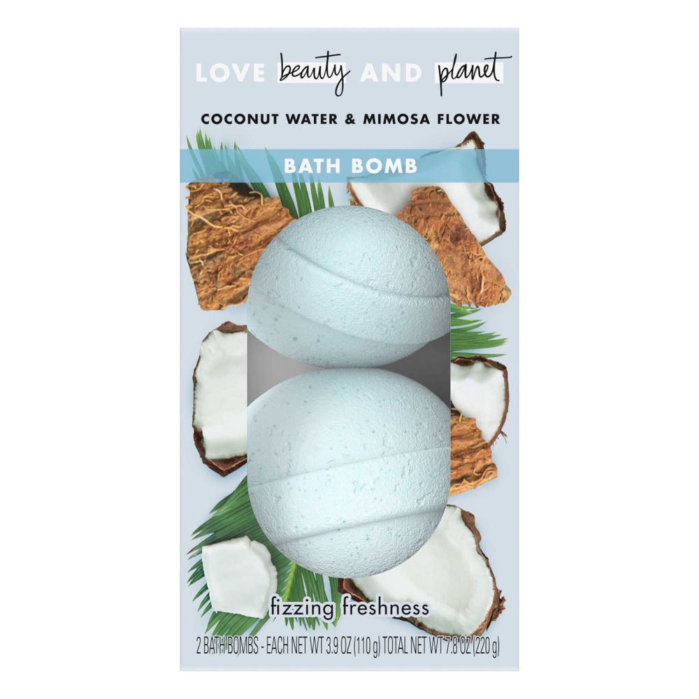 Love Beauty & Planet Fizzing Freshness Coconut Water & Mimosa Flower Bath Bomb, 2 Count -- 12 Per Case