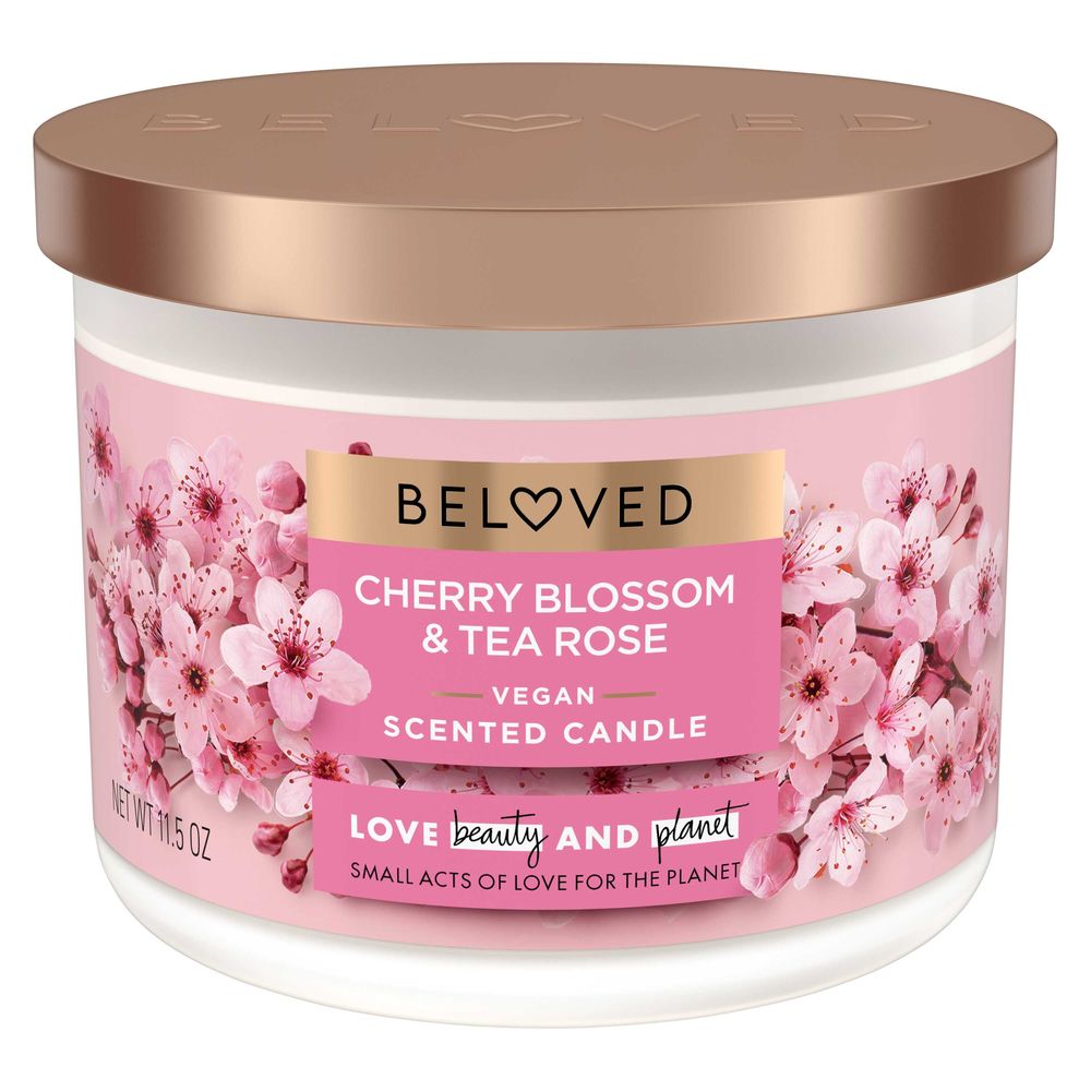 Love Beauty & Planet Beloved Cherry Blossom & Tea Rose 2 Wick Candle, 11.5 Ounce -- 6 Per Case