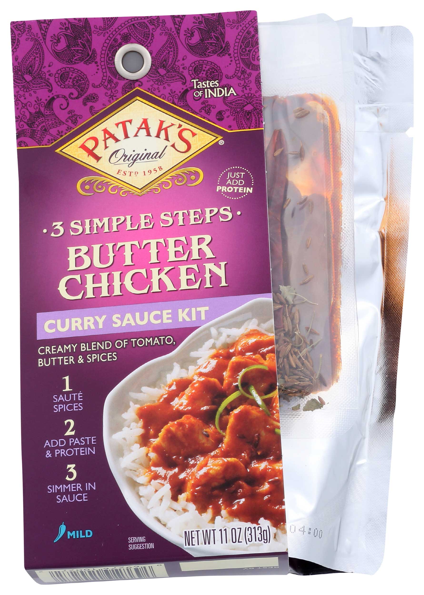 Pataks 3 Simple Step Butter Chicken Curry Sauce Kit, 11 Ounce -- 6 per case