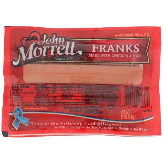 John Morrell Chicken, Pork And Beef Hot Dog, 0.75 Pound -- 32 Per Case