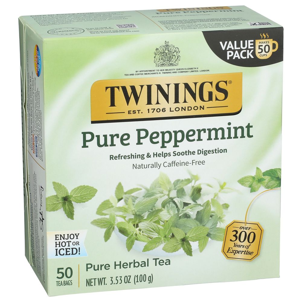 Twinings Pure Peppermint Herbal Tea, 50 Tea Bags -- 6 Per Case