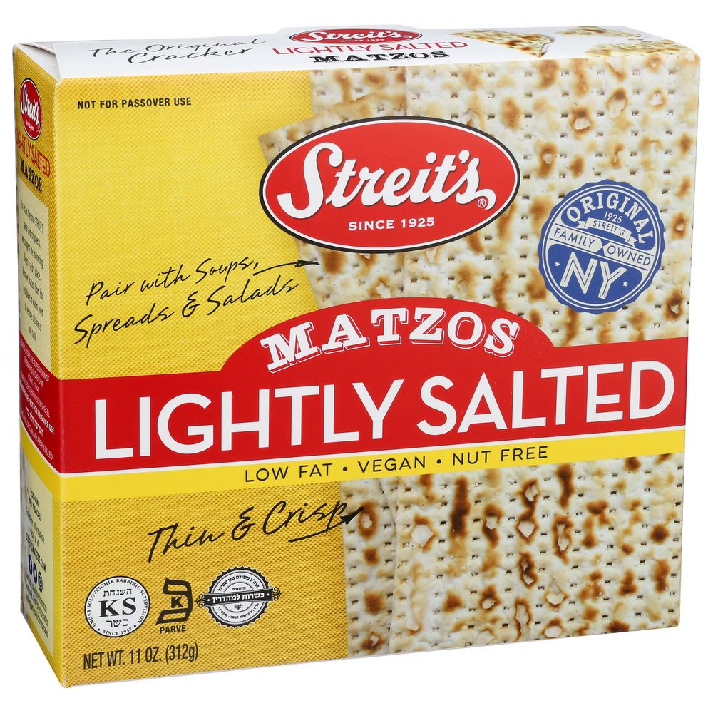 Streit's Lightly Salted Matzos Crackers, 11 Ounce -- 12 Per Case